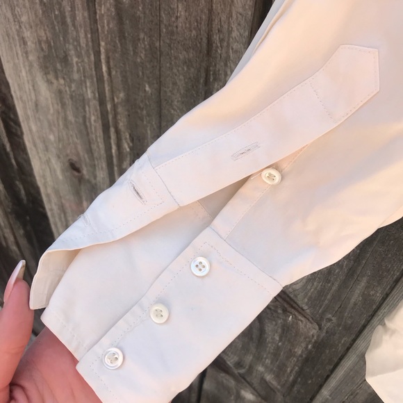 J-Crew Silk Cream Button Down Top, Size Medium - Picture 7 of 10